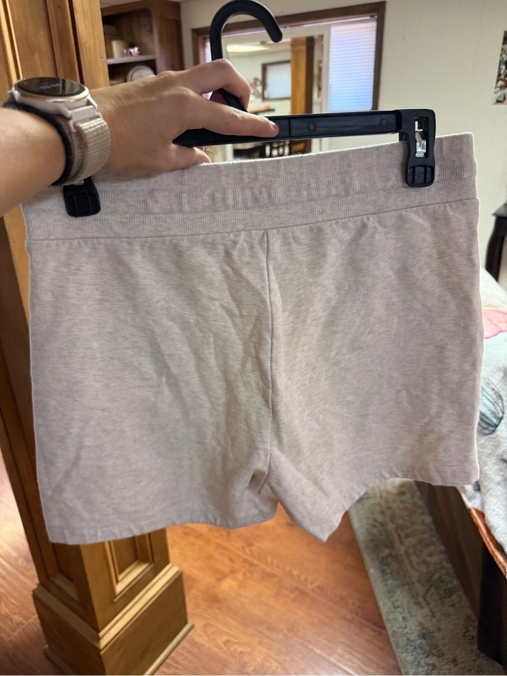 Daily Ritual Light Taupe Ribbed Waist Drawstring Athletic Shorts - Picture 2 of 3